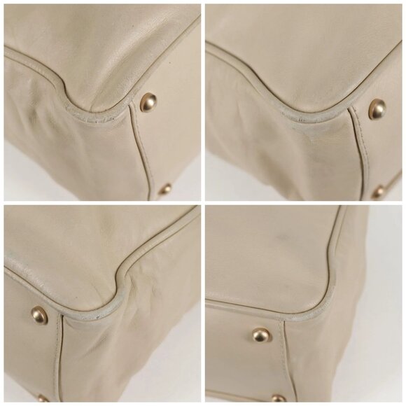 CHANEL Tote Bag Lamb Skin Beige Gold CC Auth 118935V - Picture 15 of 16